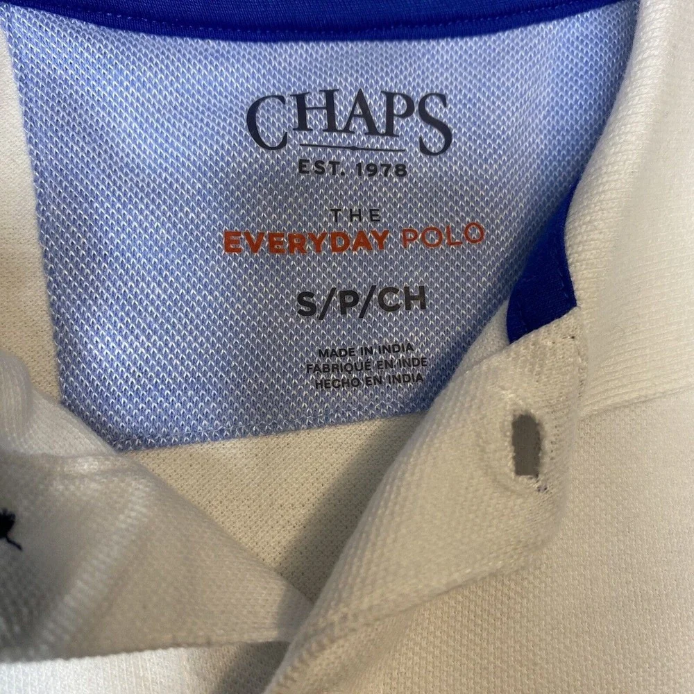 Chaps White Jersey Polo‎ Shirt Men's Size S